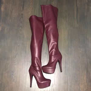 Qupid Burgundy Thigh-High